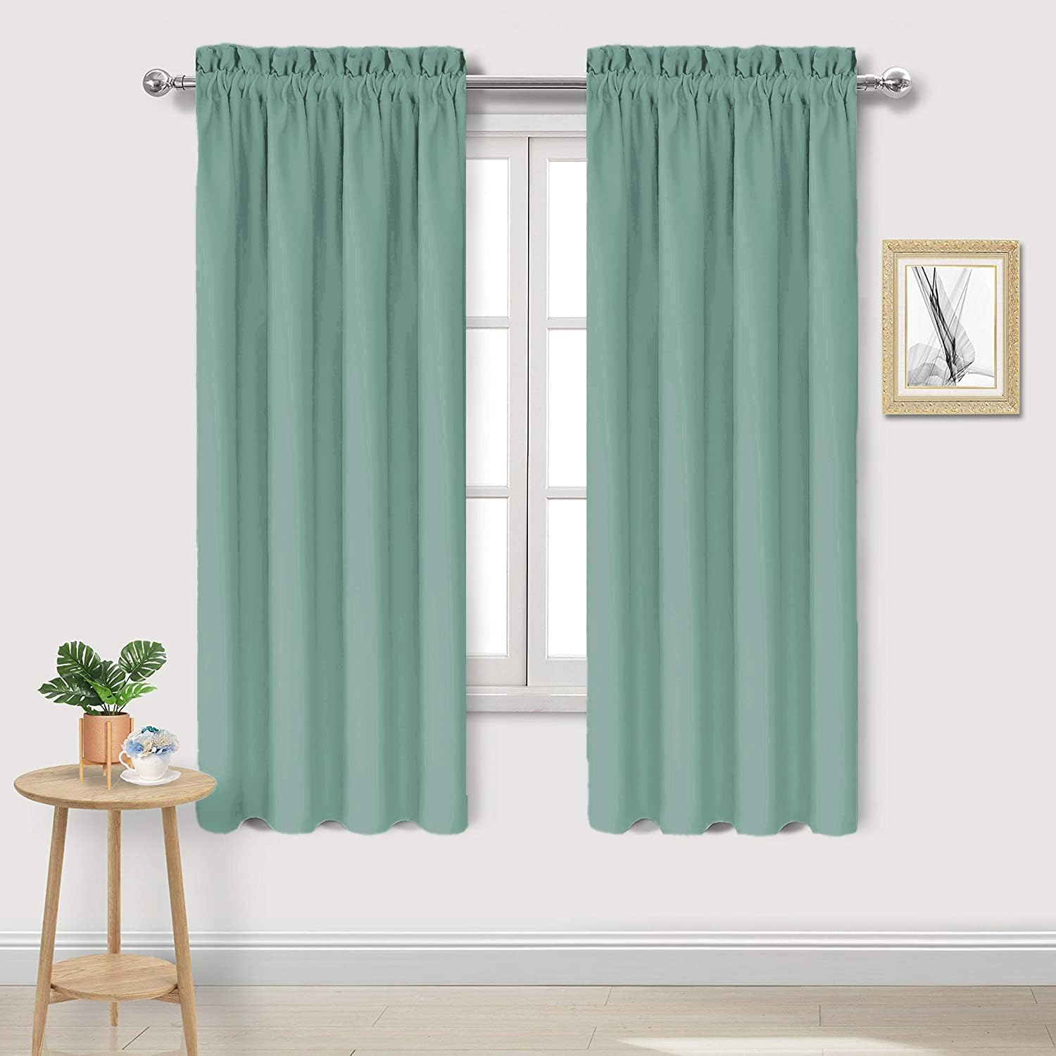 DWCN Blackout Curtains for Living Room Thermal Insulated, Energy Saving & Noise Reducing Bedroom Curtains, Sage Green, W 42x L 63 Inch…