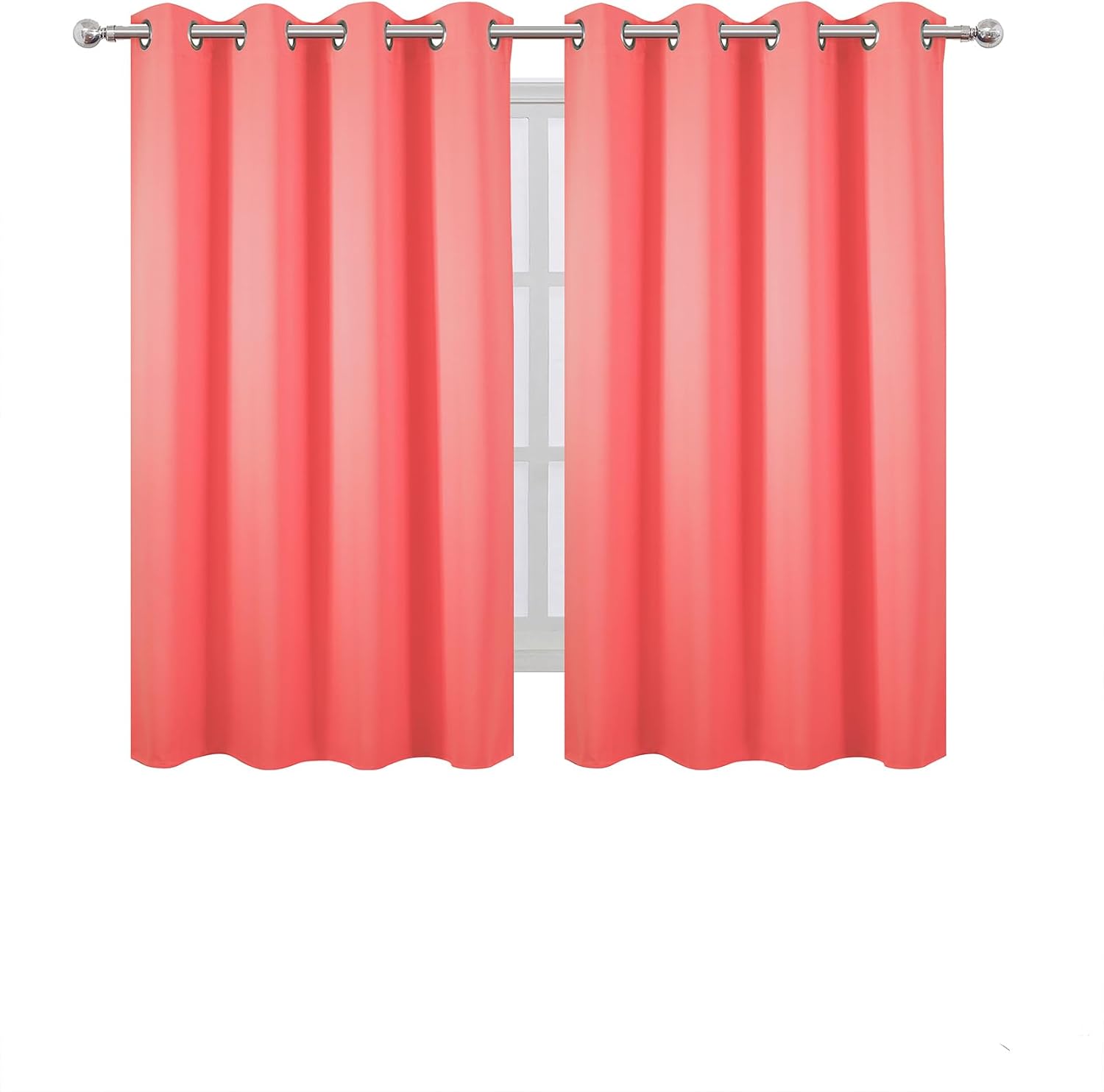 Lemomo Blackout Curtains 52 x 45 inch Coral Curtains Set of 2 Panels/Thermal Insulated Room Darkening Bedroom Curtains 45 inch silver