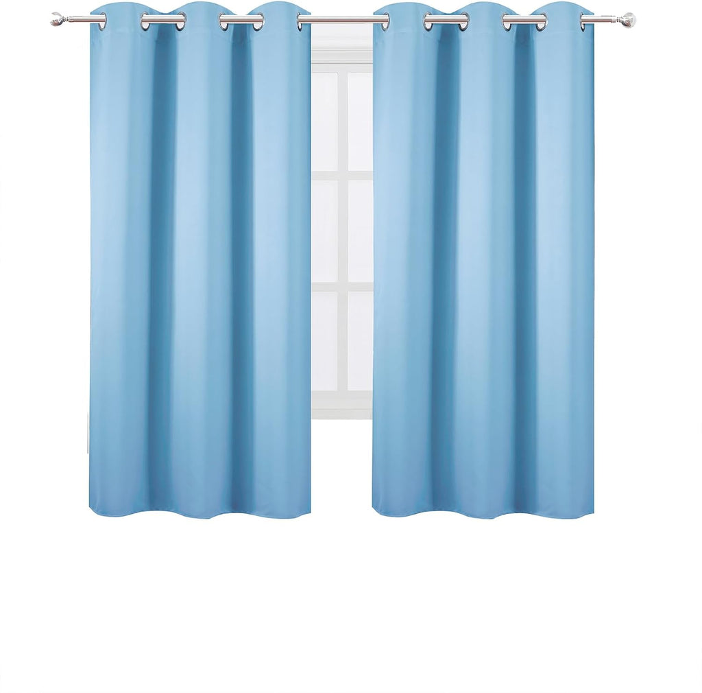 Lemomo Blackout Curtains 40 x 63 inch/Sky Blue Curtains Set of 2 Panels/Thermal Insulated Room Darkening Bedroom Curtains 63 inch Blue