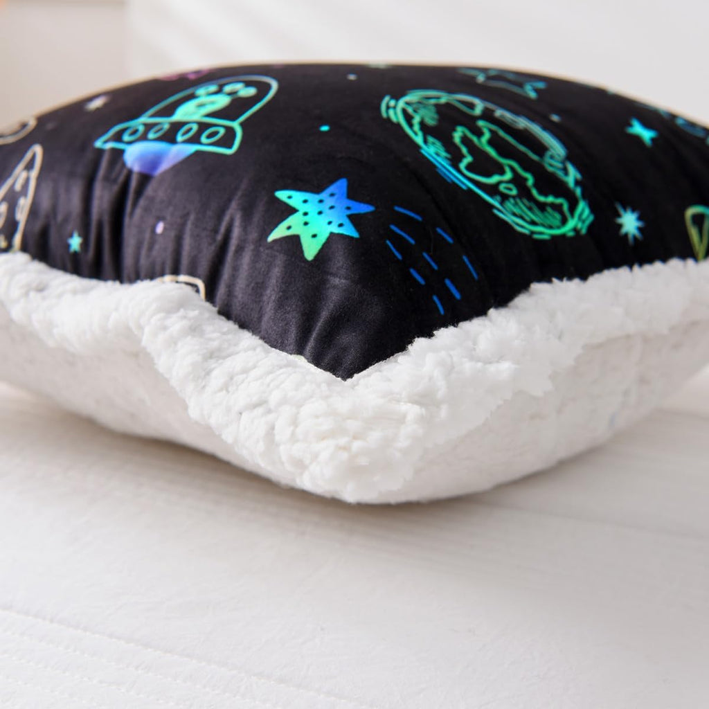 Ntbed Space Printed Reading Pillow Bed Wedge Backrest with Arms, Couch TV Relax Bed Rest Pillow Back Support Cushion for Kids Teens Boys Gi…