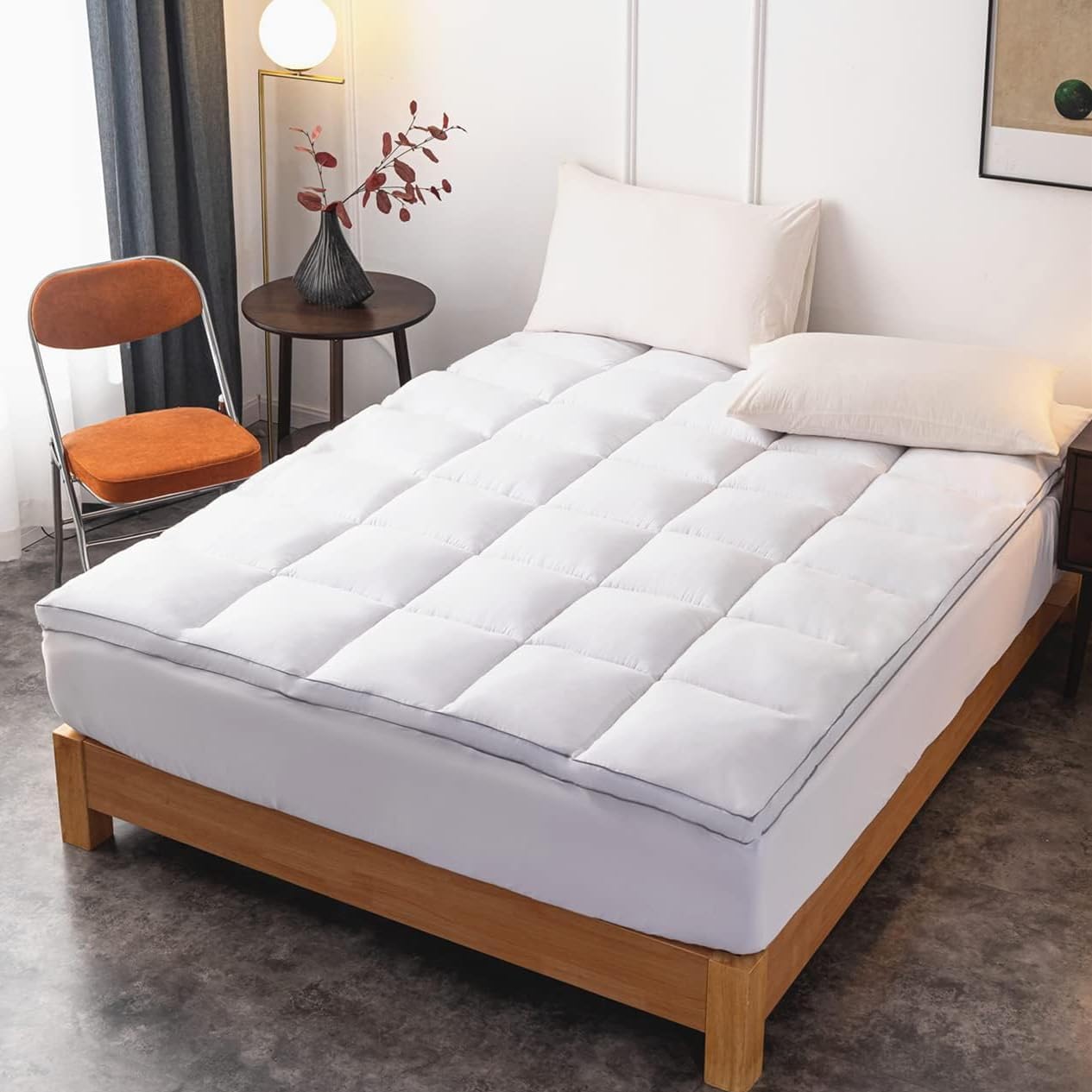 DROVAN Mattress Pad King Size - Extra Thick Mattress Cover - Pillow Top Deep Pocket with Breathable 7D Spiral Fiber Filling Cooling…