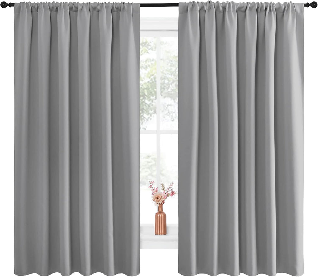NICETOWN Short Curtains for Small Window - Thermal Insulated Rod Pocket Blackout Drapes/Draperies for Dining Room (2 Panels, W70 x L63…