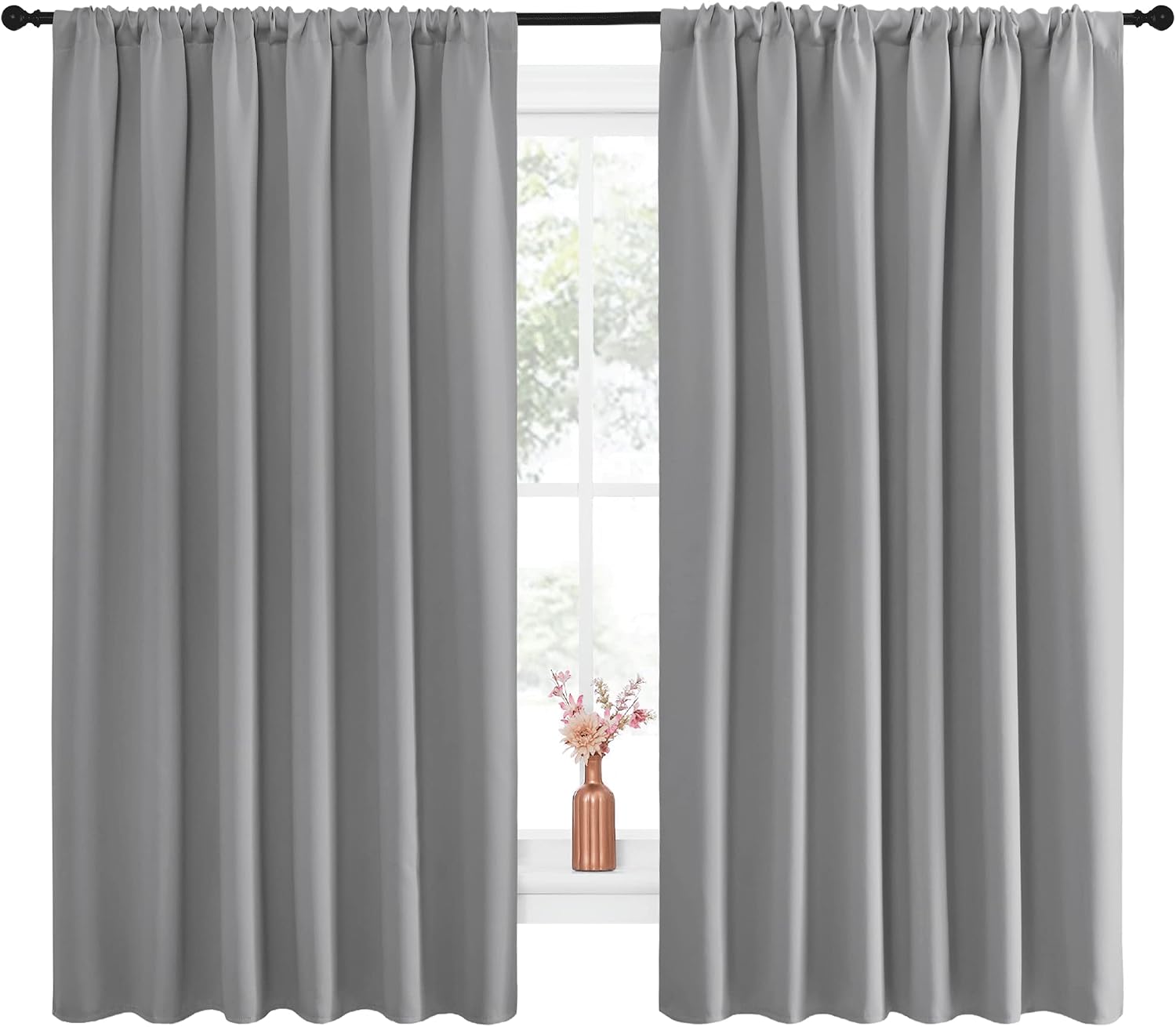 NICETOWN Short Curtains for Small Window - Thermal Insulated Rod Pocket Blackout Drapes/Draperies for Dining Room (2 Panels, W70 x L63…