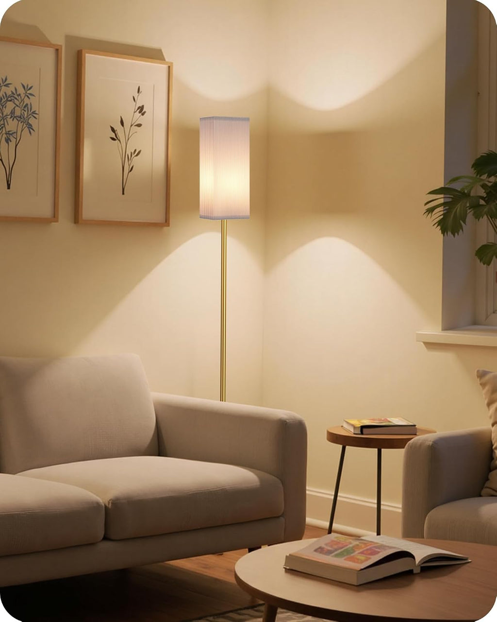 64.2” Dimmable Floor Lamp for Living Room with Remote and Foot Switch, Corner Floor Lamp for Bedroom, Includes 10W A19 Bulb, Modern…