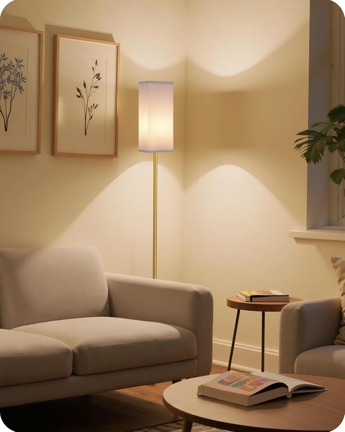64.2” Dimmable Floor Lamp for Living Room with Remote and Foot Switch, Corner Floor Lamp for Bedroom, Includes 10W A19 Bulb, Modern…