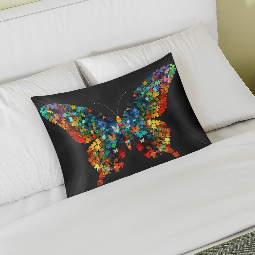 Color Animal Butterfly Autism Satin Pillowcase for Hair and Skin Soft Silk Pillow Cases with Envelope Closure Cooling Pillow Case Slip…
