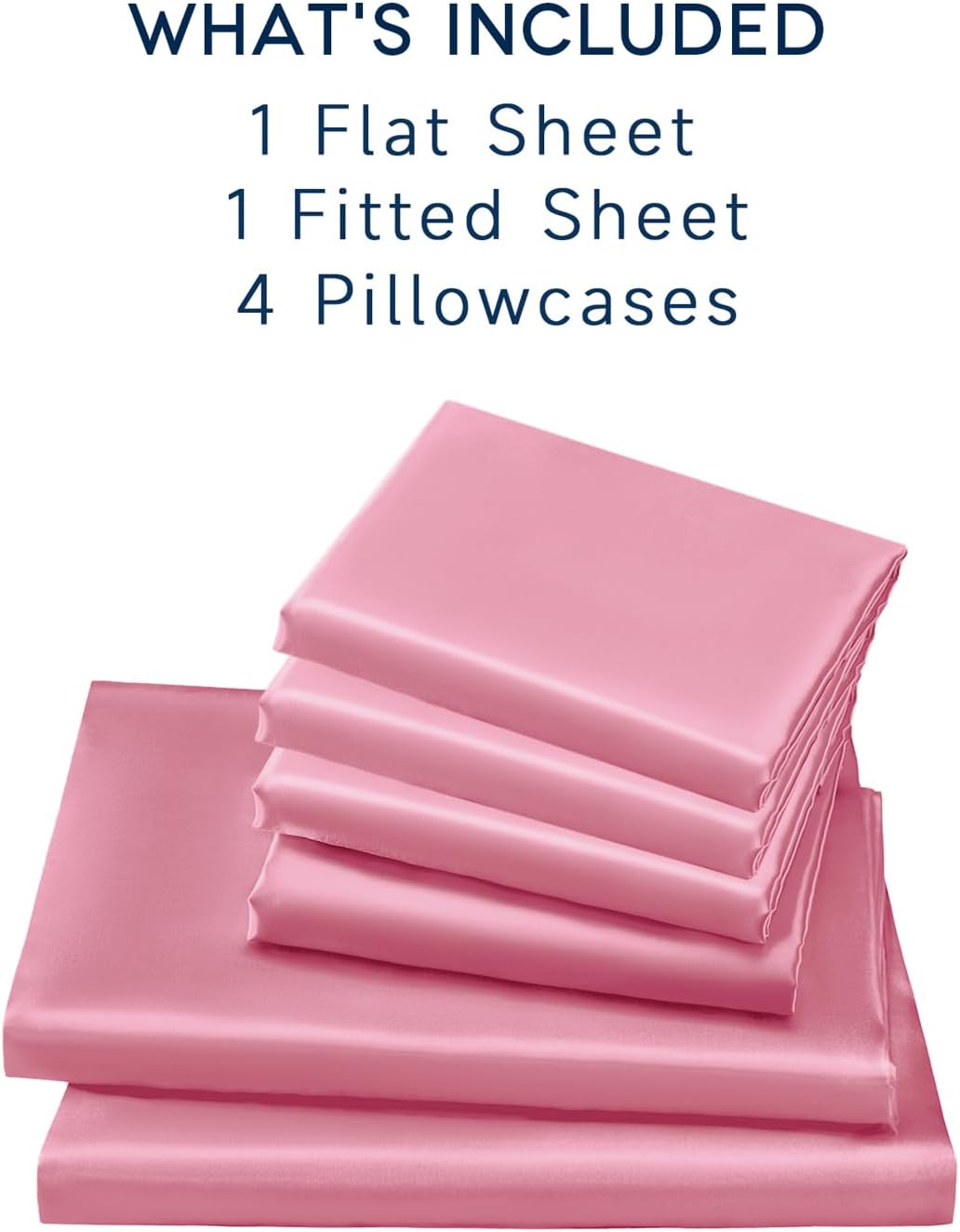 Golal Satin Sheets Full Size - 6 Pieces Luxury Silky Soft Bed Sheets, Wrinkle-Free Light Pink Satin Silk Sheet Set with 1 Deep Pocket Fitte…