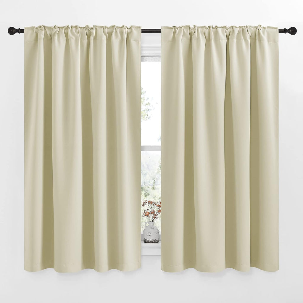 Nicetown Small Window Curtains for Kitchen, Home Decoration Room Darkening Curtains for Laundry, Cupboard (Beige, 52" Wide x 54" Long per P…