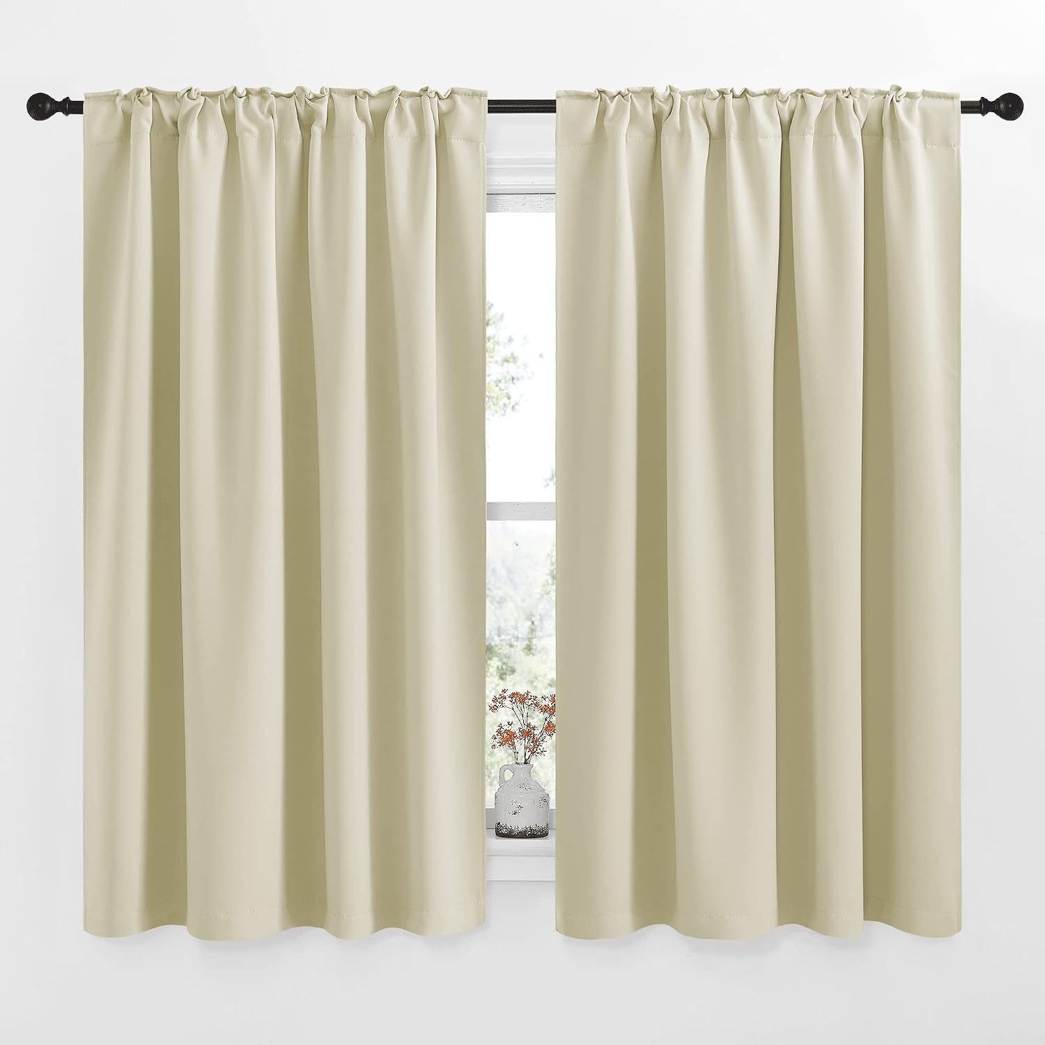 Nicetown Small Window Curtains for Kitchen, Home Decoration Room Darkening Curtains for Laundry, Cupboard (Beige, 52" Wide x 54" Long per P…
