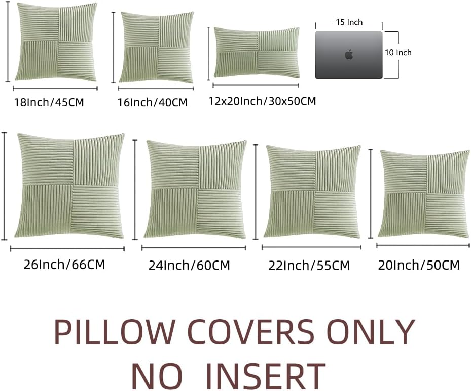 Fancy Homi 2 Packs Sage Green Samll Decorative Throw Pillow Covers 12x12 Inch with for Couch Bed Sofa, Rustic Farmhouse Boho Home Decor…