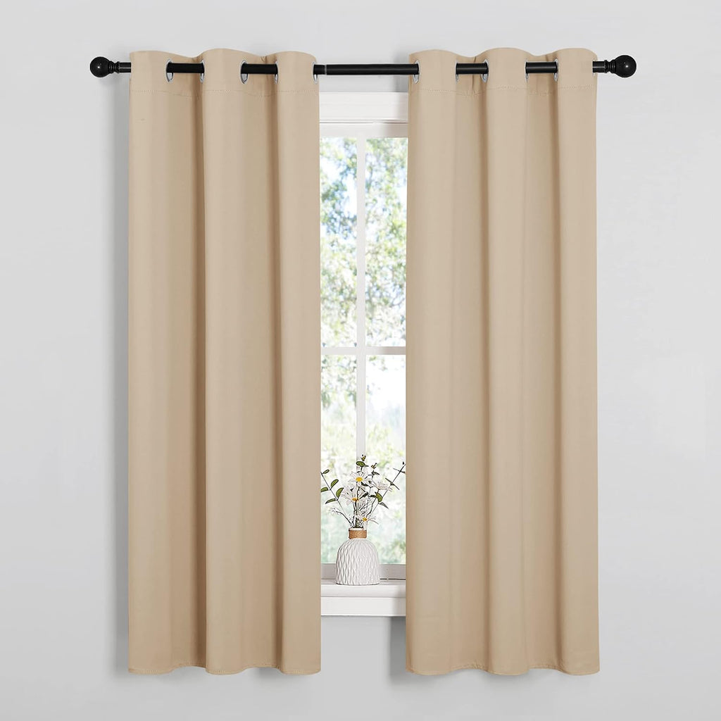 NICETOWN Room Darkening Curtain Panels for Living Room, Thermal Insulated Grommet Room Darkening Draperies/Drapes for Window (Biscotti…