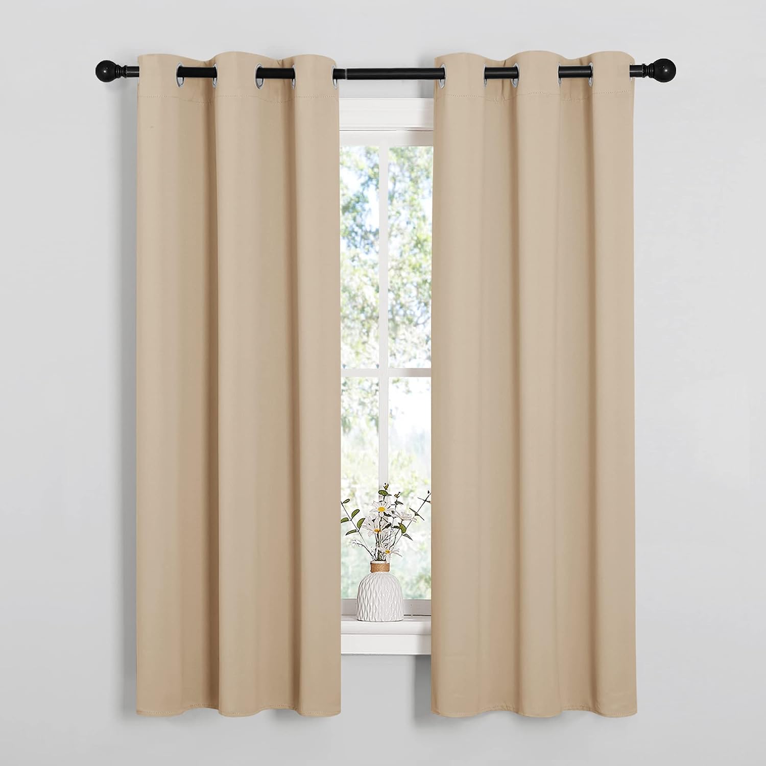NICETOWN Room Darkening Curtain Panels for Living Room, Thermal Insulated Grommet Room Darkening Draperies/Drapes for Window (Biscotti…