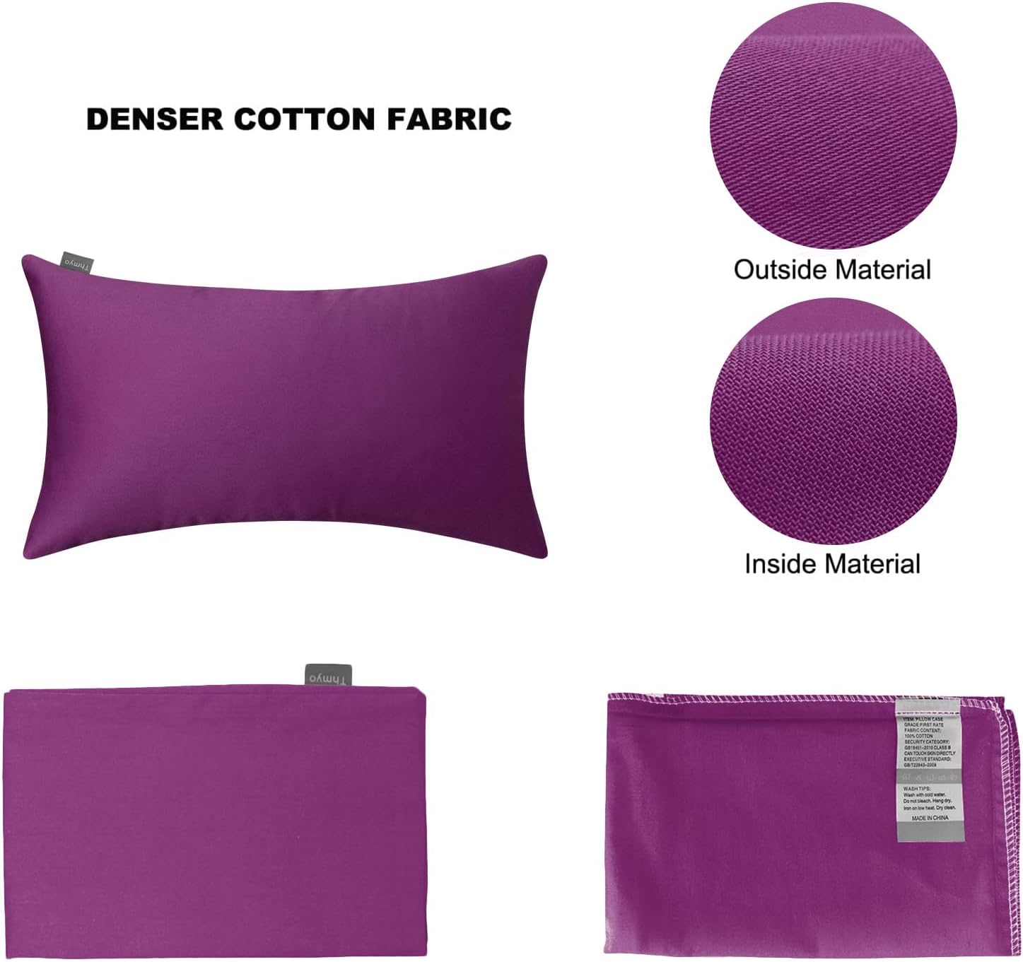 Thmyo 4-Pack 100% Cotton Lumbar Comfortable Solid Decorative Throw Pillow Case Rectangle Cushion Cover Pillowcase DIY Throw Pillowcase(12x2…