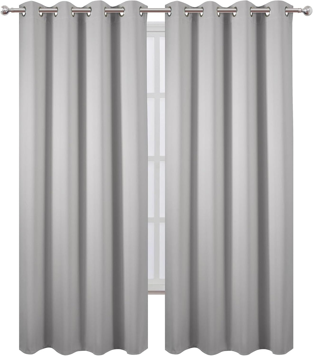 Lemomo Blackout Curtains 52 x 90 Inch Long Light Grey Curtains Set of 2 Panels Room Darkening Curtains for Bedroom and Living Room 90 Inch…