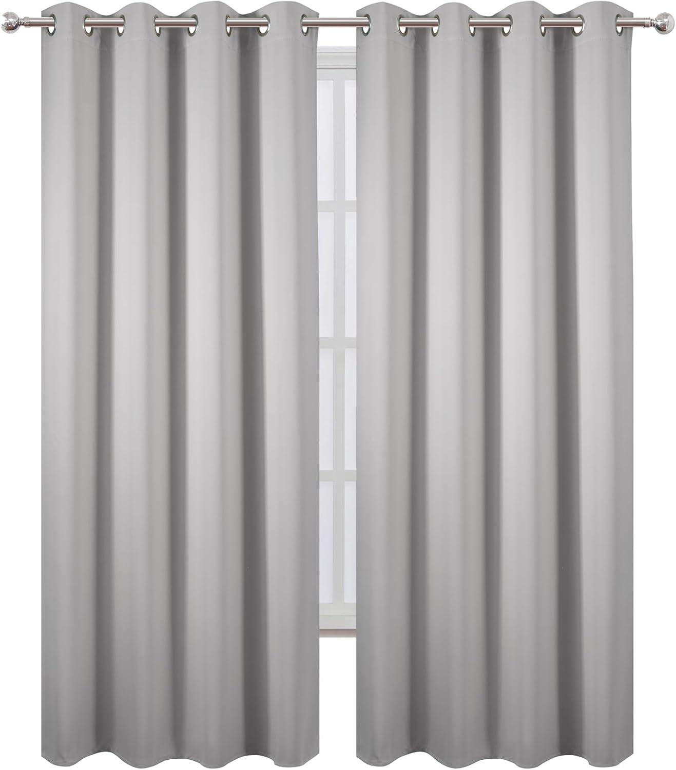 Lemomo Blackout Curtains 52 x 90 Inch Long Light Grey Curtains Set of 2 Panels Room Darkening Curtains for Bedroom and Living Room 90 Inch…
