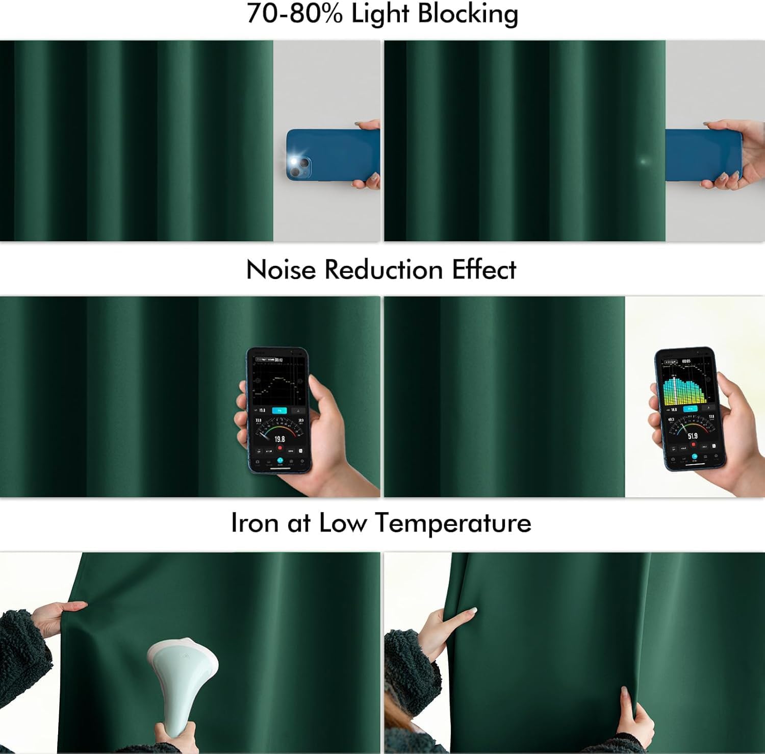 Miulee Christmas Hunter Green Back Tab Blackout Curtains 90 Inches Long 2 Panels Set for Living Room Bedroom, Rod Pocket/Pinch Pleat Therma…
