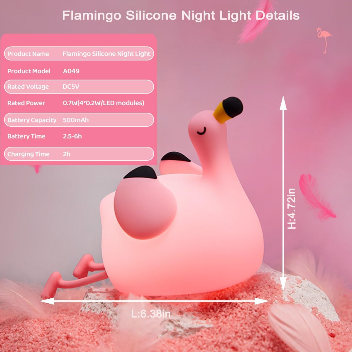 DREAMING MY DREAM Flamingo Night Light, Dimmable Silicone Animal Nursery Night Light, Pink Flamingo Lamp Decor for Kids Room…