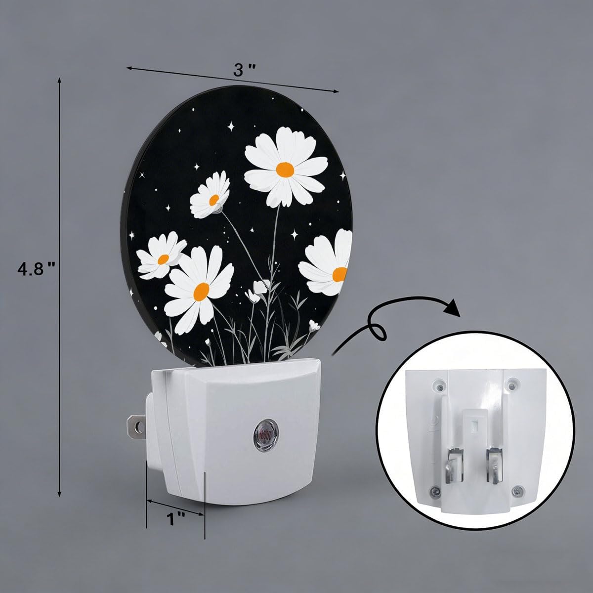 White Daisy Flower Night Light Plug-in Sleep Lamp Led Dusk to Dawn Night Light for Bedroom