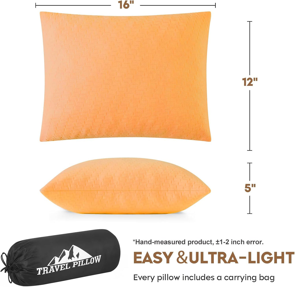 Small Shredded Memory Foam Pillow, Camping Pillow Travel Pillow - Compressible Medium Firm, Breathable Cover, Ideal Backpacking Hiking…