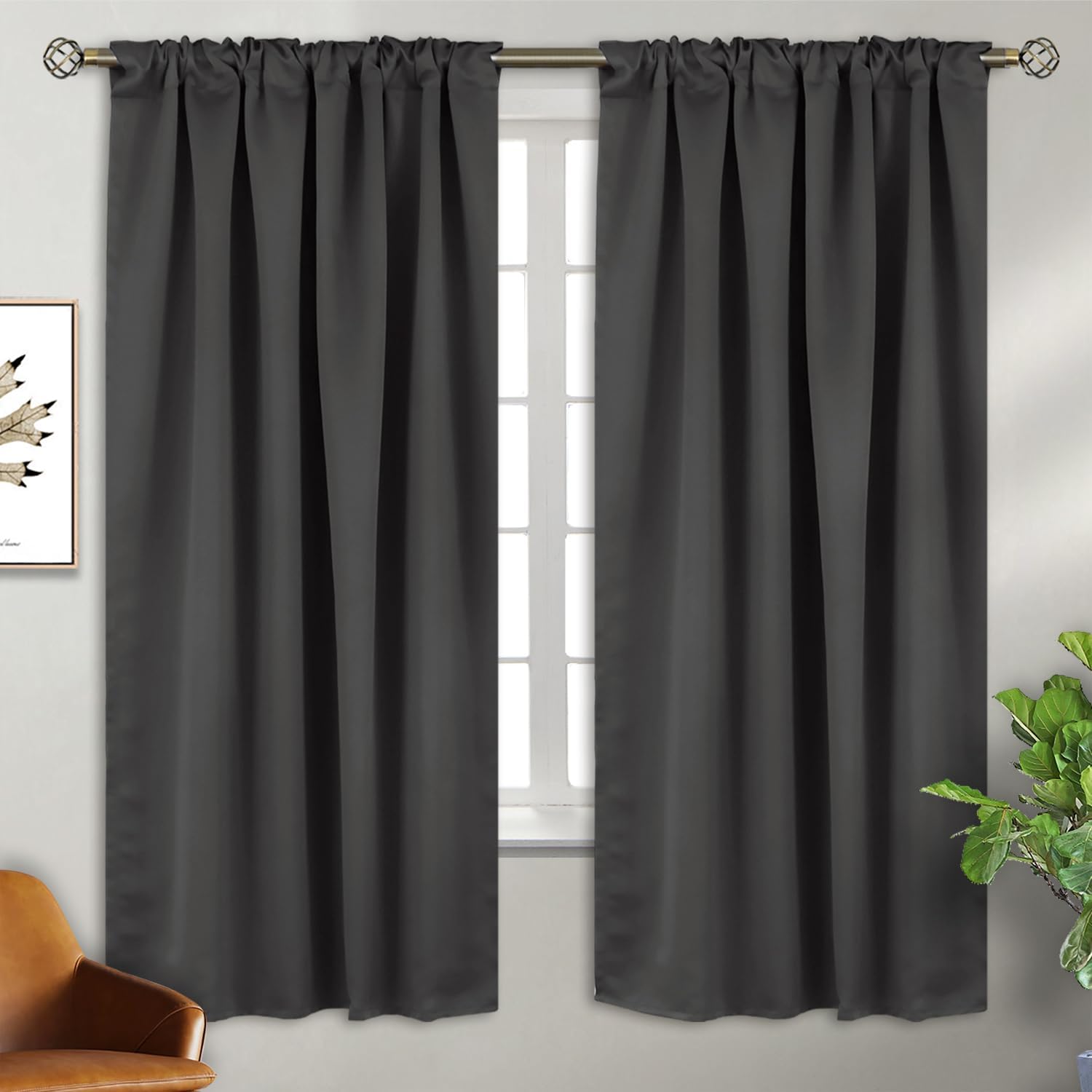 BGment Grey Curtains for Living Room 72 inch Length 2 Panels - Thermal Insulated Curtains for Bedroom Rod Pocket and Back Tab Room Darkenin…