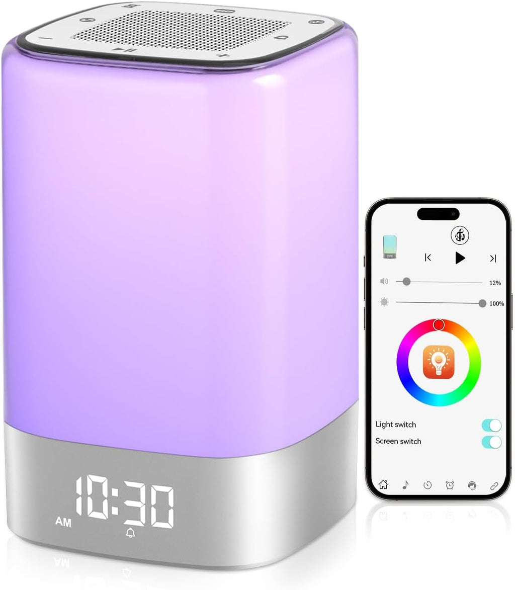 Sound Machine Alarm Clocks for Bedroom with 32 Soothing Sounds, White Noise Machine for Baby & Adults Sleep, Bluetooth Speaker & Night…