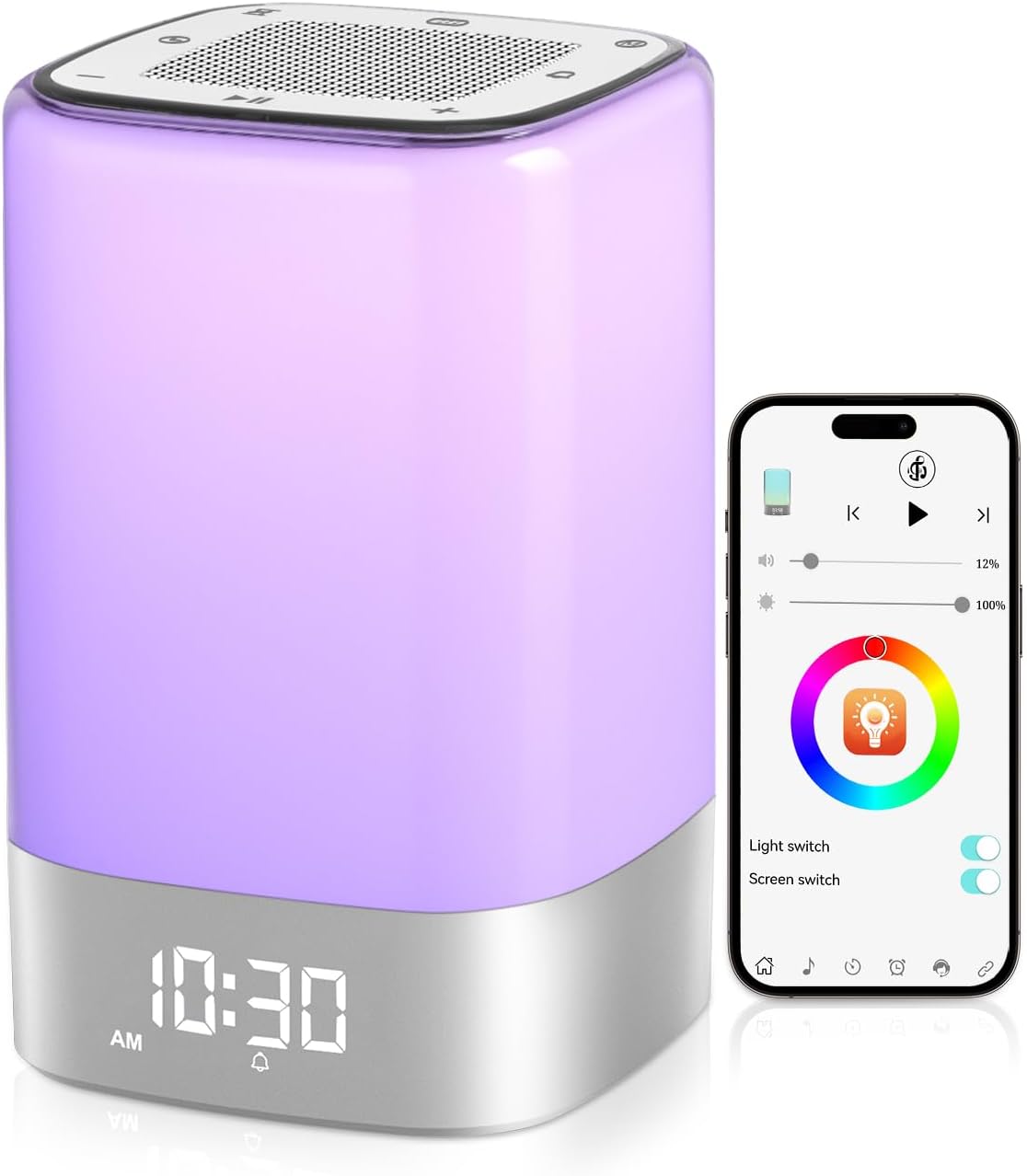 Sound Machine Alarm Clocks for Bedroom with 32 Soothing Sounds, White Noise Machine for Baby & Adults Sleep, Bluetooth Speaker & Night…