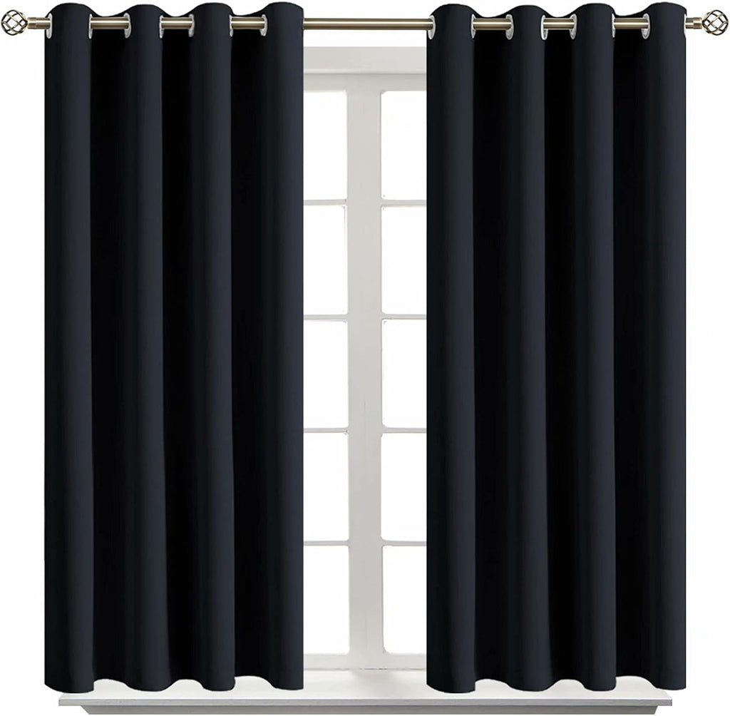 BGment Blackout Curtains for Living Room - Grommet Thermal Insulated Room Darkening Curtains for Bedroom, Set of 2 Panels (52 x 45 Inch, Bl…