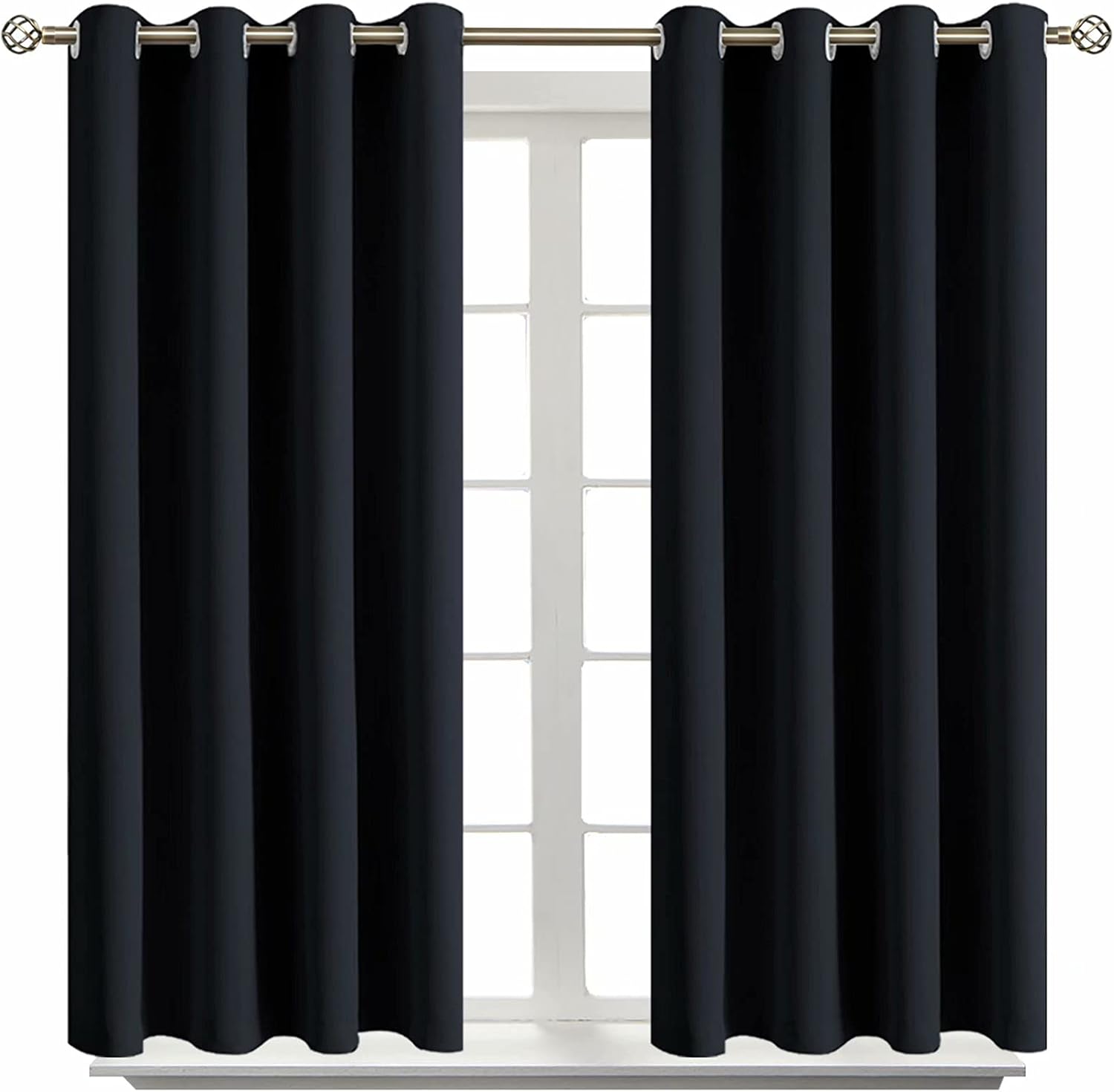 BGment Blackout Curtains for Living Room - Grommet Thermal Insulated Room Darkening Curtains for Bedroom, Set of 2 Panels (52 x 45 Inch, Bl…