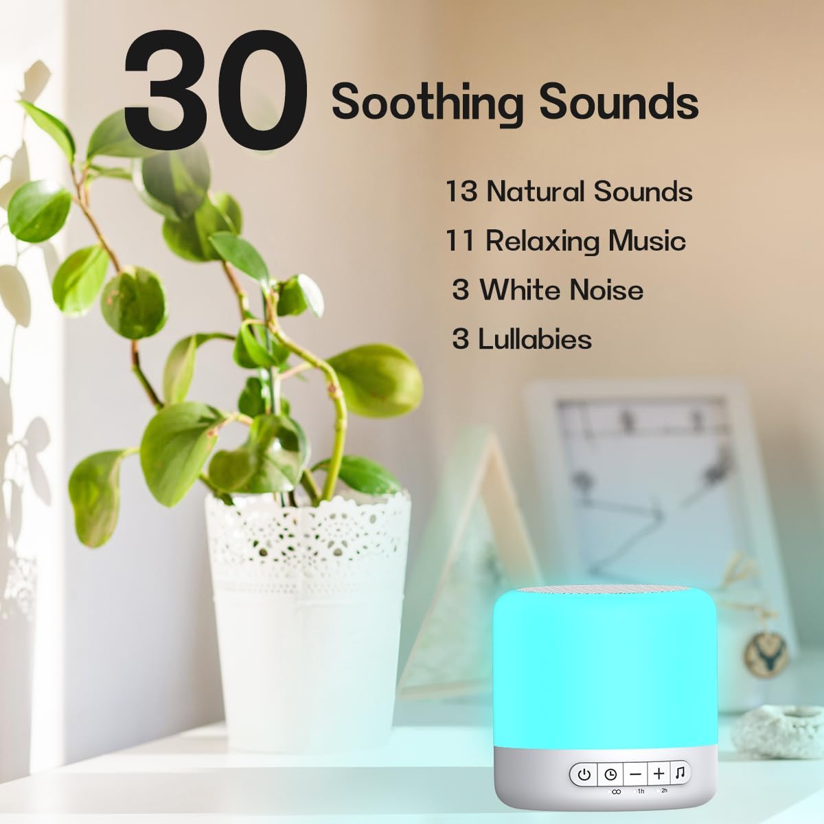 Easysleep Optical Lamps Sound Machine Baby White Noise Machine for Sleeping with 30 Soothing Sounds 12 Night Light, Timers, App Remote…