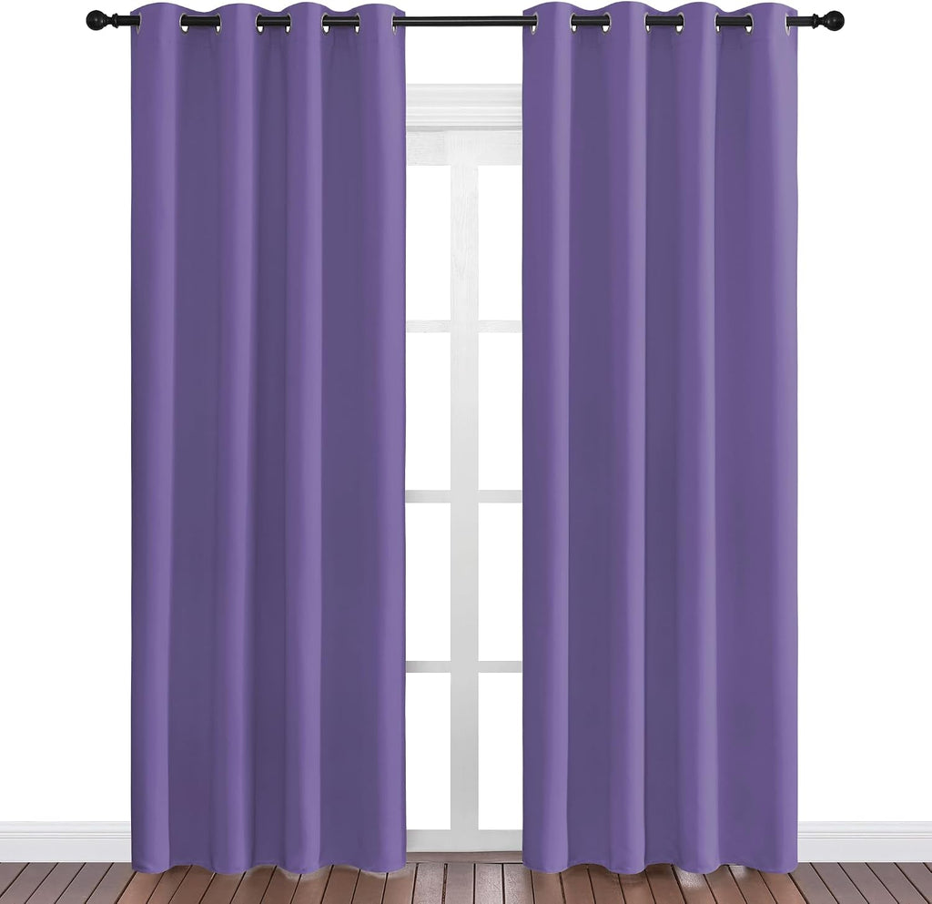 Nicetown Lilac Purple Blackout Curtains 86" Long, 55" Wide, 2 Pieces for Office, Dining, Guest Room - Sound Reducing, Heat and Cold Block P…