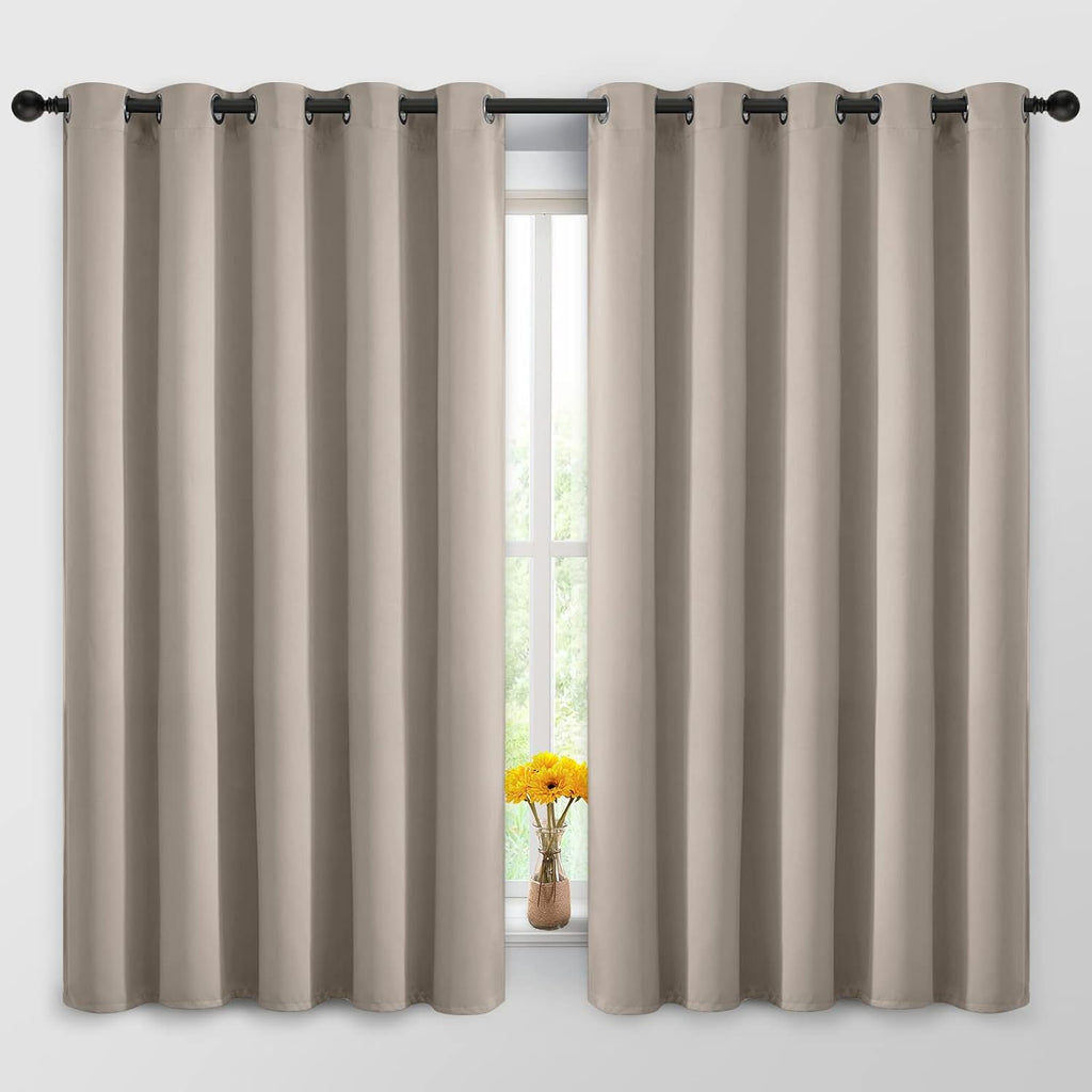 Yakamok Blackout Curtains Room Darkening Thermal Insulated Window Panels, Solid Grommet Top Drapes for Bedroom/Living Room(62Wx63L…
