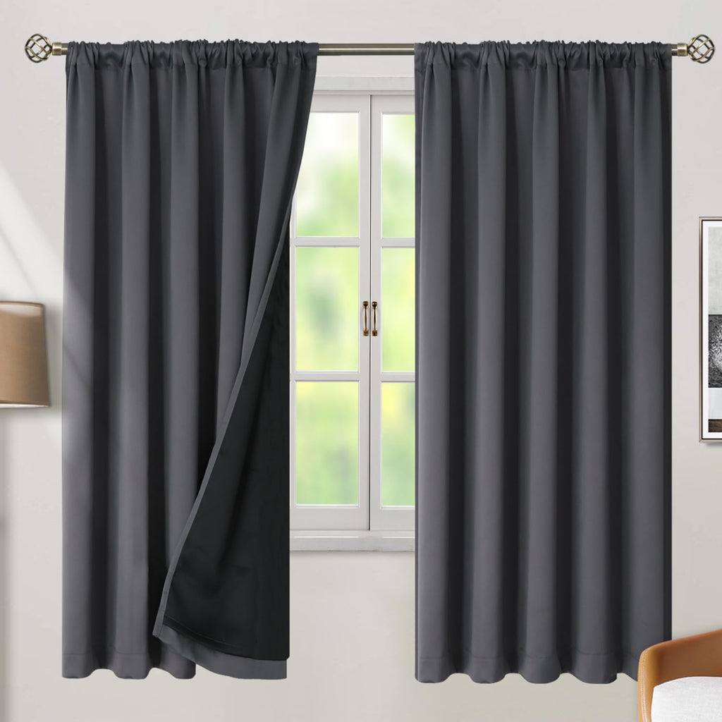 BGment 100% Room Darkening Thermal Insulated Blackout Curtains 72 Inches Long for Bedroom, Rod Pocket and Back Tab Double Layer Noise…