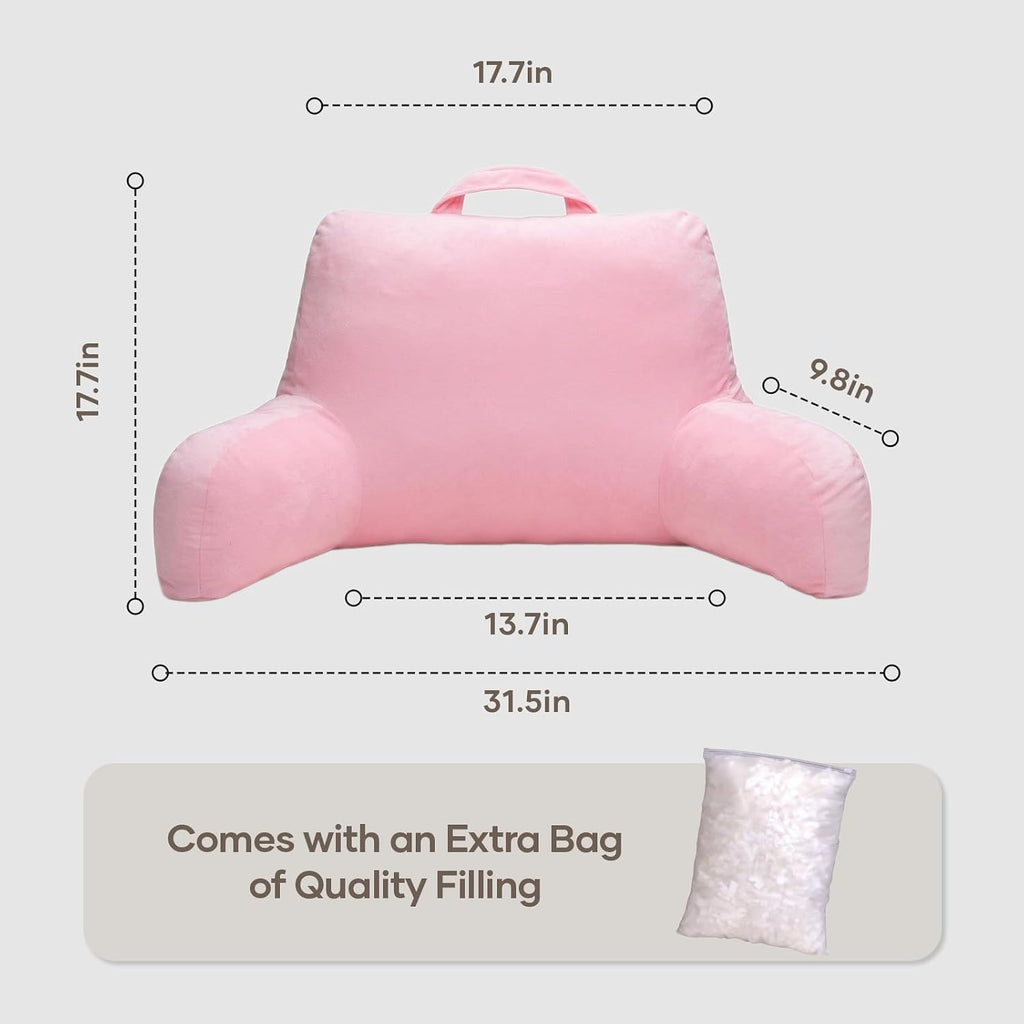 NOONTIDE Reading Pillow for Sitting up in Bed and Couch, Large Back Pillow for Adult & Teens with Soft Adjustable Neck Roll Backrest…