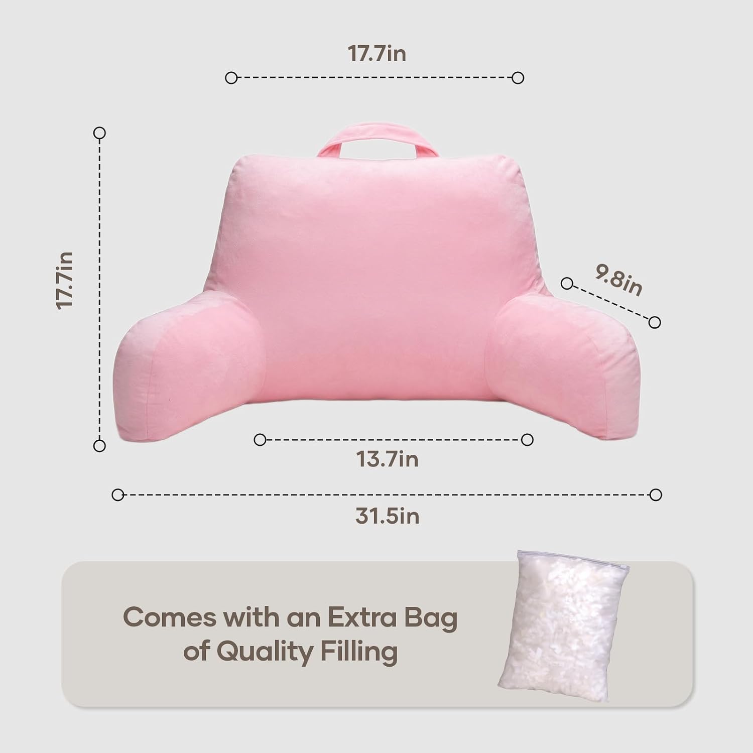 NOONTIDE Reading Pillow for Sitting up in Bed and Couch, Large Back Pillow for Adult & Teens with Soft Adjustable Neck Roll Backrest…