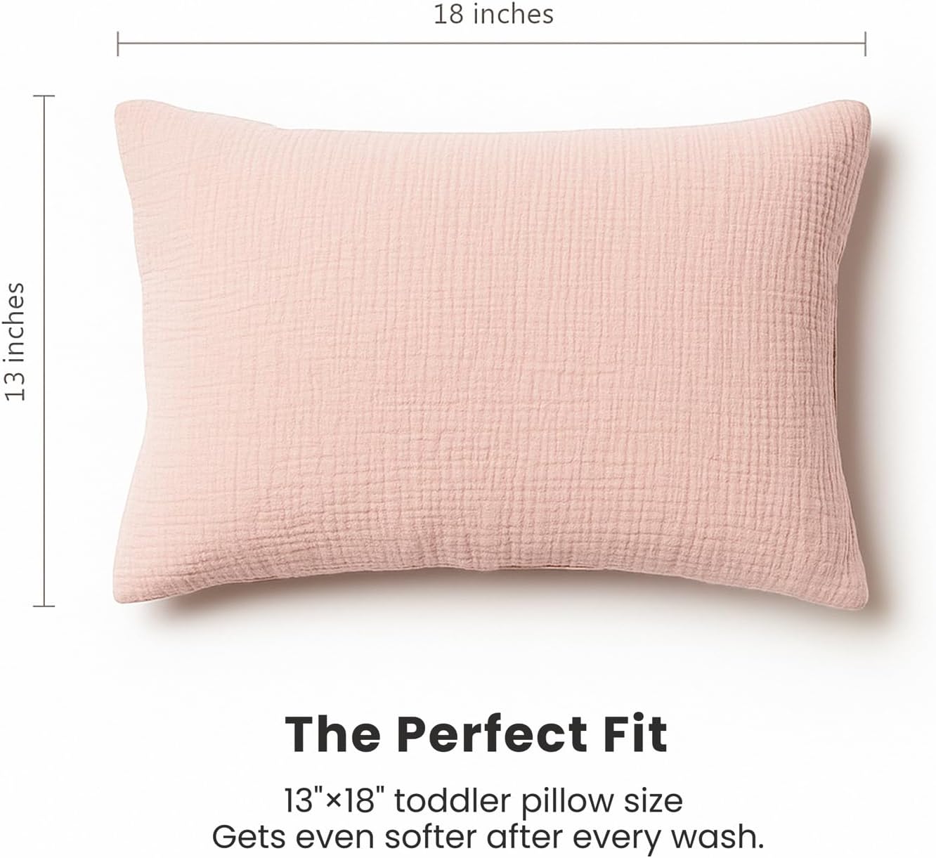 Konssy Muslin Toddler Pillowcase for 13x18 Pillow, 2 Pack Soft & Breathable Cotton Toddler Pillow Case, 100% Cotton Travel Pillow Covers fo…