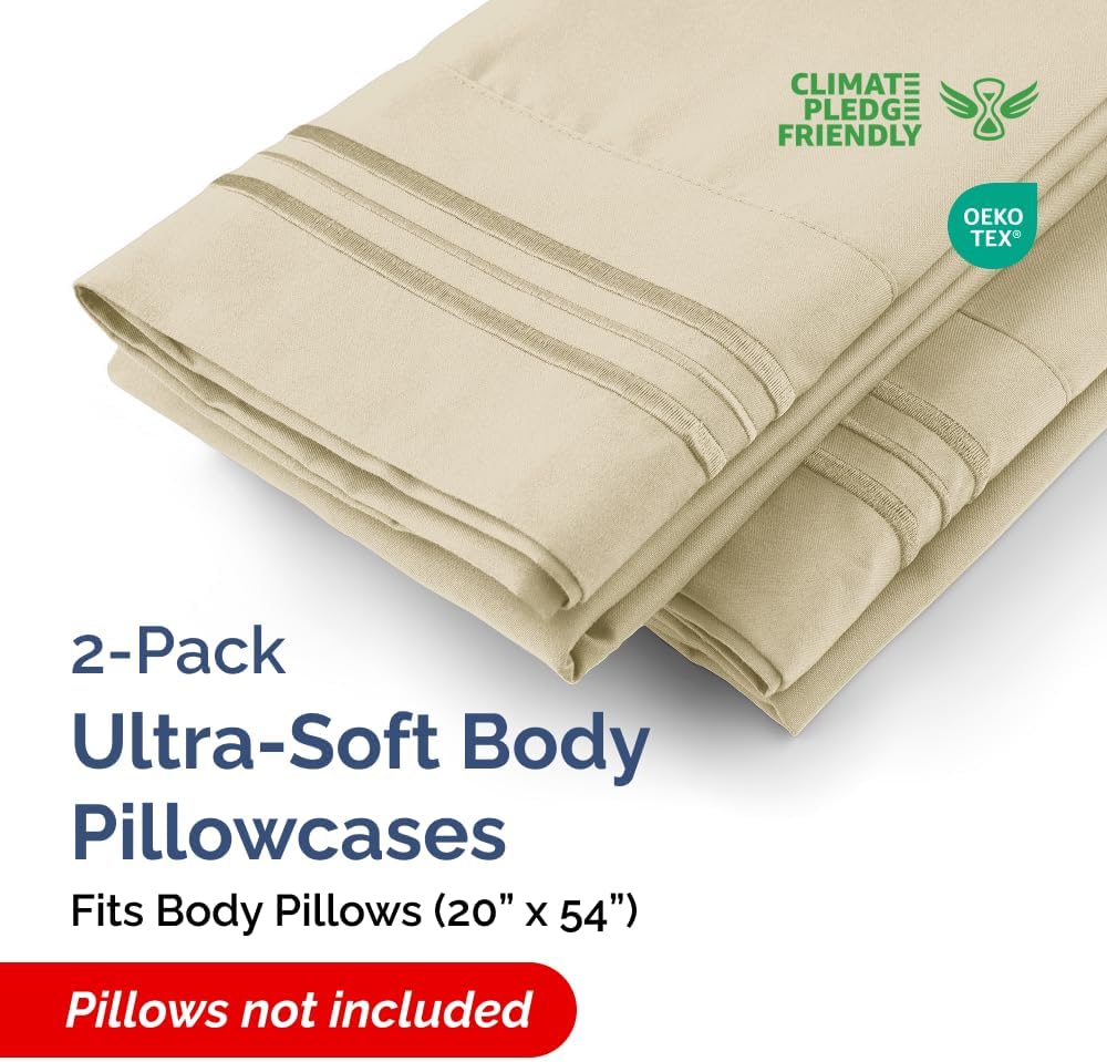 Body Pillowcases Set of 2-20x54 Long Body Pillow Case - Soft Body Pillow Cover for Sleeping & Side Sleepers - Comfy, Breathable, Wrinkle…