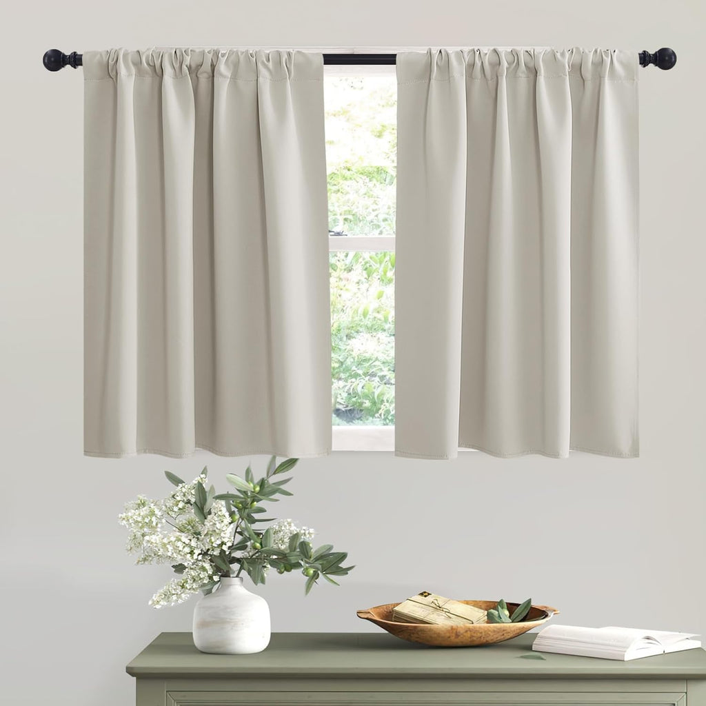 Rybhome RYB HOME Privacy Bathroom Window Curtains, Short Thermal Insulated Heat Blocking Privacy Rod Pocket Half Window Curtain Tiers for N…