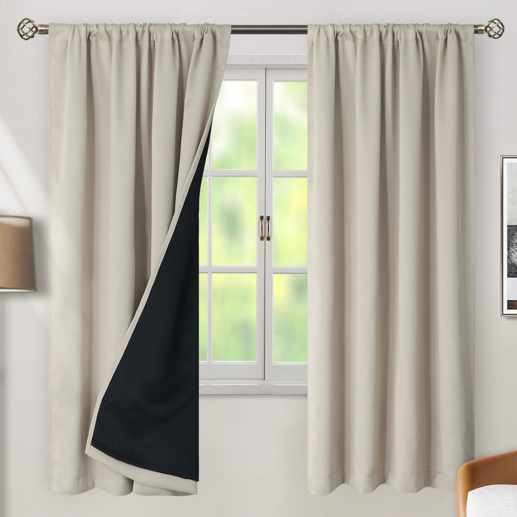 BGment 72 Inch Black Out Curtains with Thermal Insulated Liner, 100% Blackout Noise Reducing Full Room Darkening Rod Pocket and Back Tab…