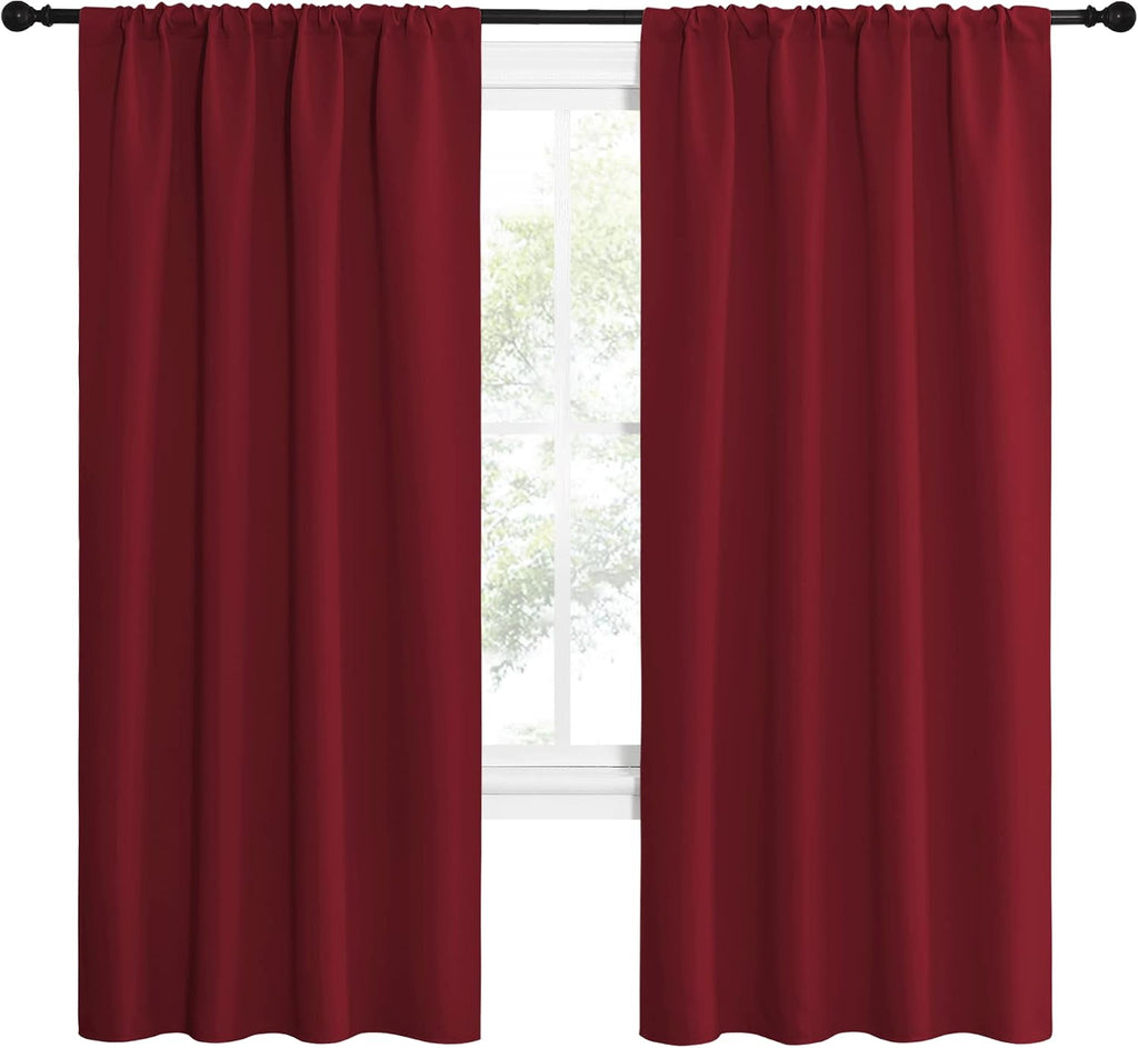 NICETOWN Christmas Burgundy Red Blackout Curtains 72 inches Long, Privacy Room Darkening Drapes for Doorways, Loft (Set of 2, 42 inches…