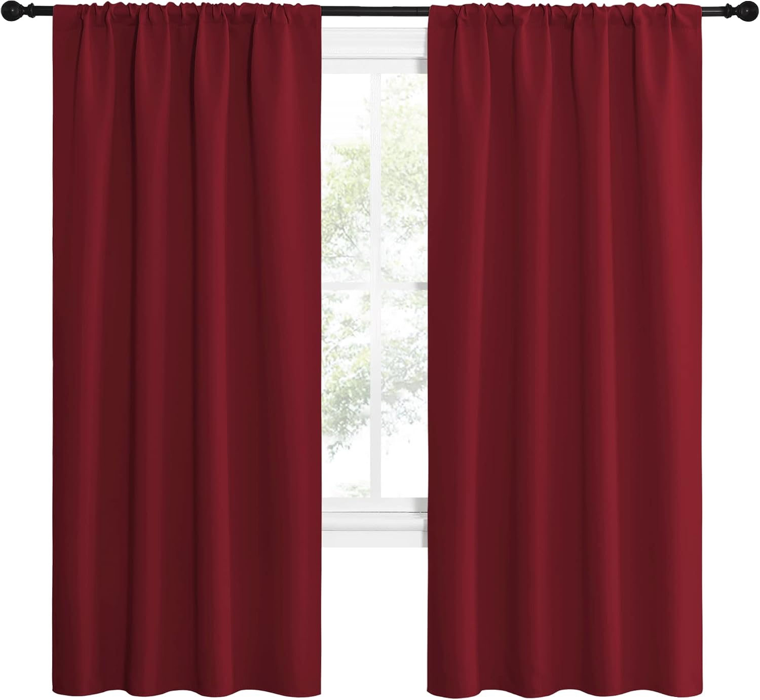 NICETOWN Christmas Burgundy Red Blackout Curtains 72 inches Long, Privacy Room Darkening Drapes for Doorways, Loft (Set of 2, 42 inches…