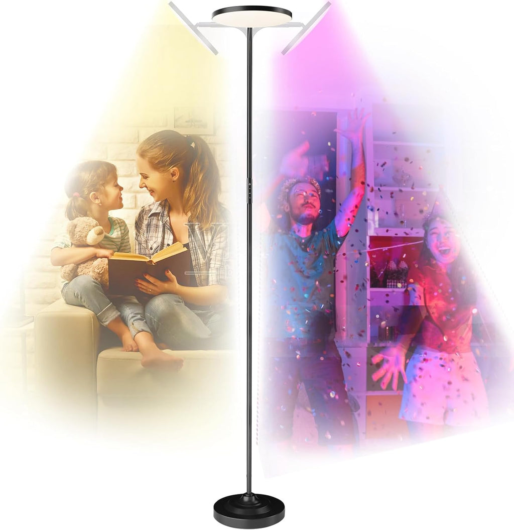 SIBRILLE RGB Floor Lamp, 36W Bright LED Standing Lamp, Stepless Dimming Color Changing Torchiere Floor Lamps with Remote, 350°Rotating…