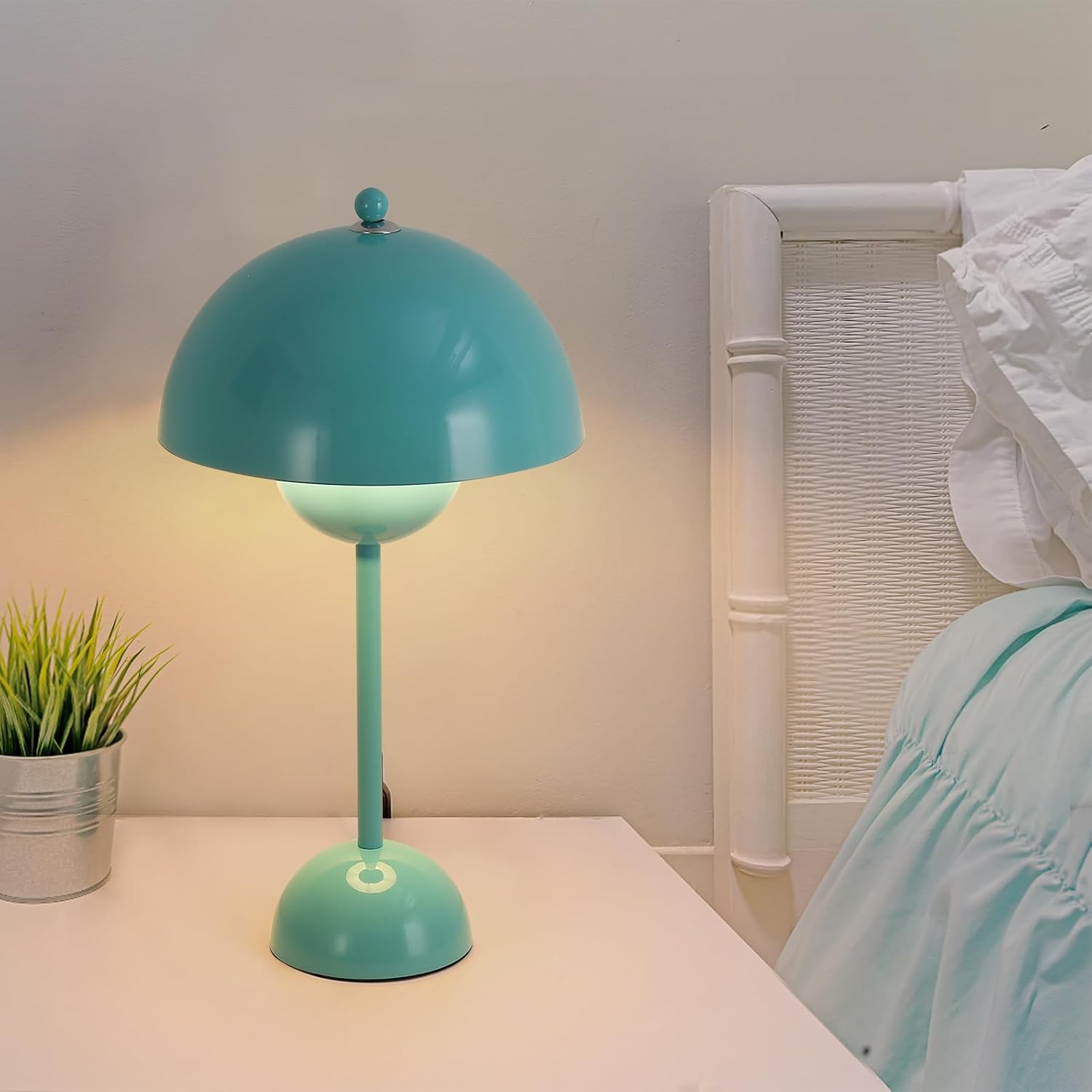 COSYLUX Modern Small Table Lamp for Bedroom, Cute Dome Shade Reflecting Light Reading Lamp for Living Room, Kid's Room, Study, Office…