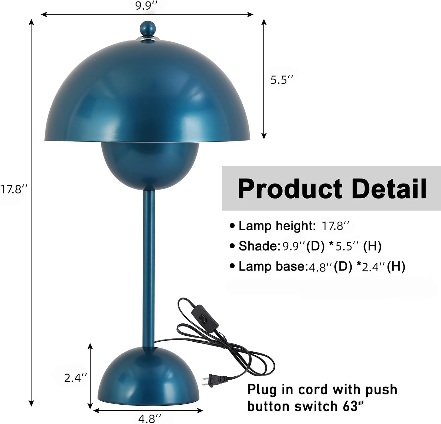 COSYLUX Modern Small Table Lamp for Bedroom, Cute Dome Shade Reflecting Light Reading Lamp for Living Room, Kid's Room, Study, Office…