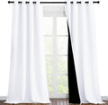 Nicetown White Blackout Curtains 90 inches Long, Full Light Blocking Drapes with Black Liner for Nursery, Thermal Insulated Draperies for H…
