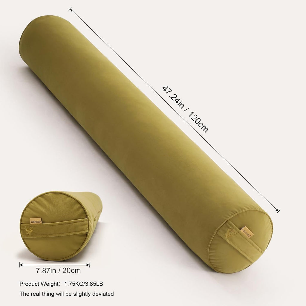 Body Pillow for Adults, Long Round Pillow, Big Cylindrical Pillow, Large Full Bolster Pillows for Side Sleepers (Golden Yellow, 47.24"*7.87")