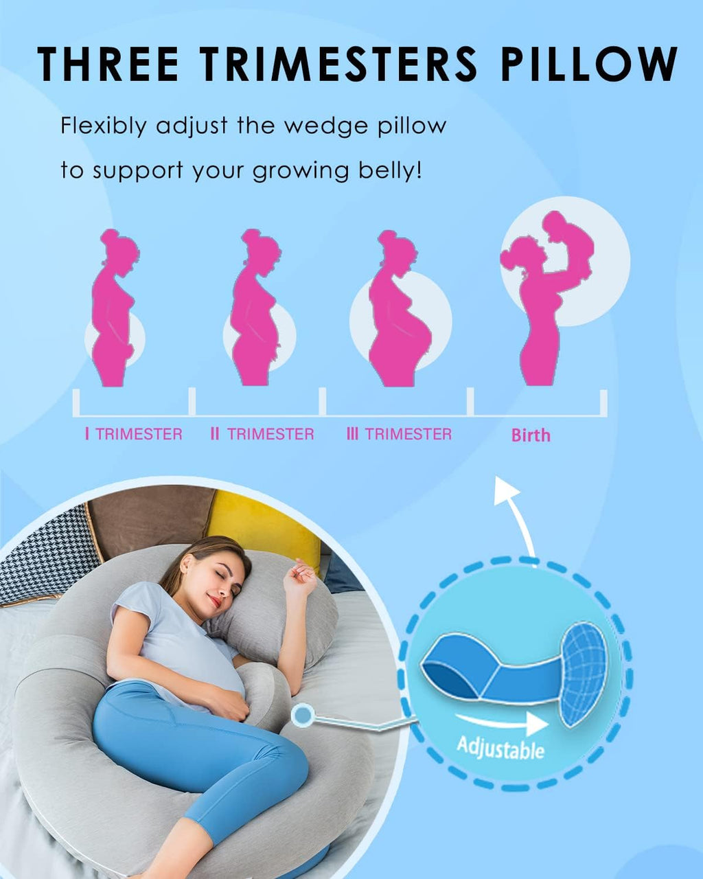 Queenrose QUEEN ROSE Pregnancy Pillow, E Shaped Body Pillows for Sleeping Support, 60 Inch Maternity Pillow for Pregnant Women with Cooling…