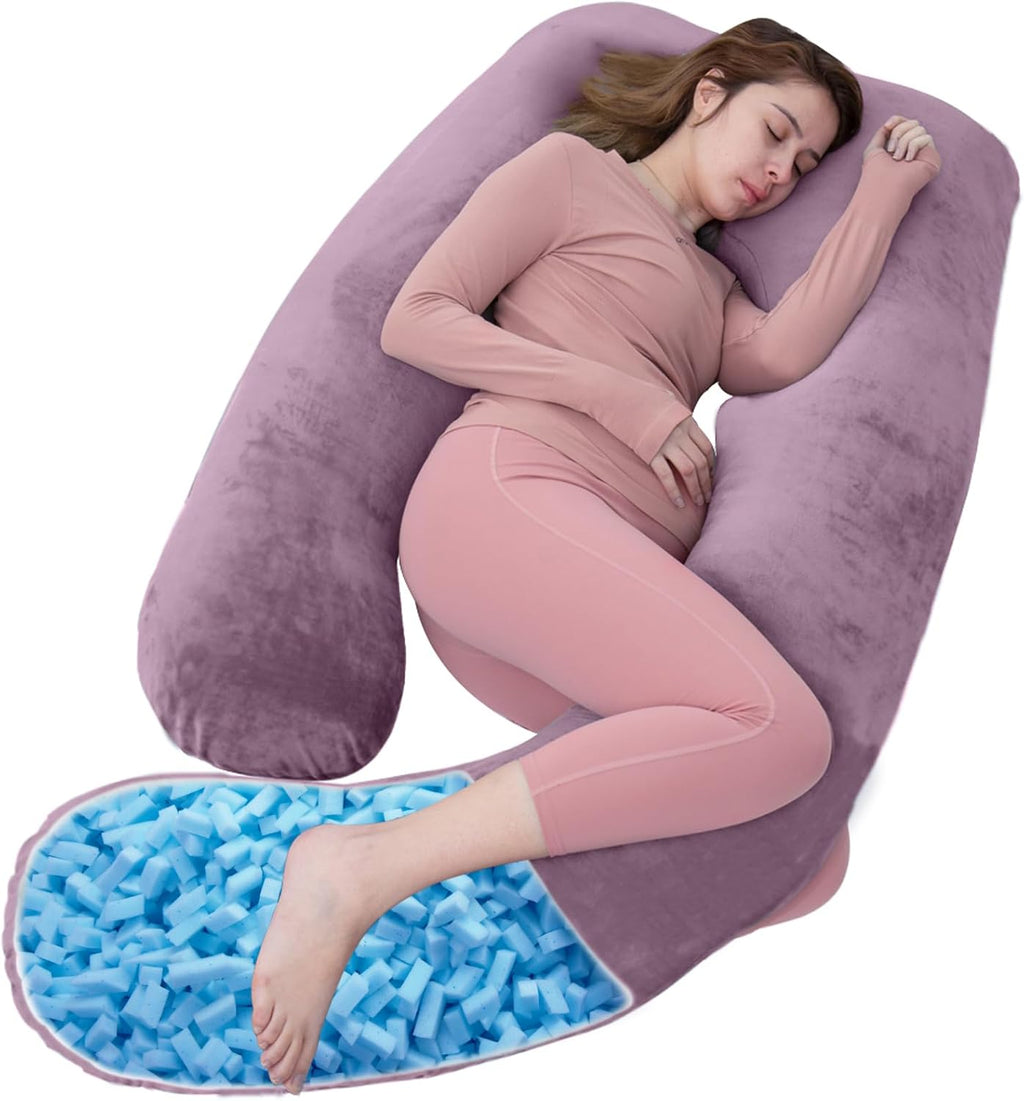 Shredded Memory Foam Body Pillow, Pregnancy Pillows for Sleeping, Maternity Pillow for Pregnant Women, Memory Foam Filling U Shaped Body…