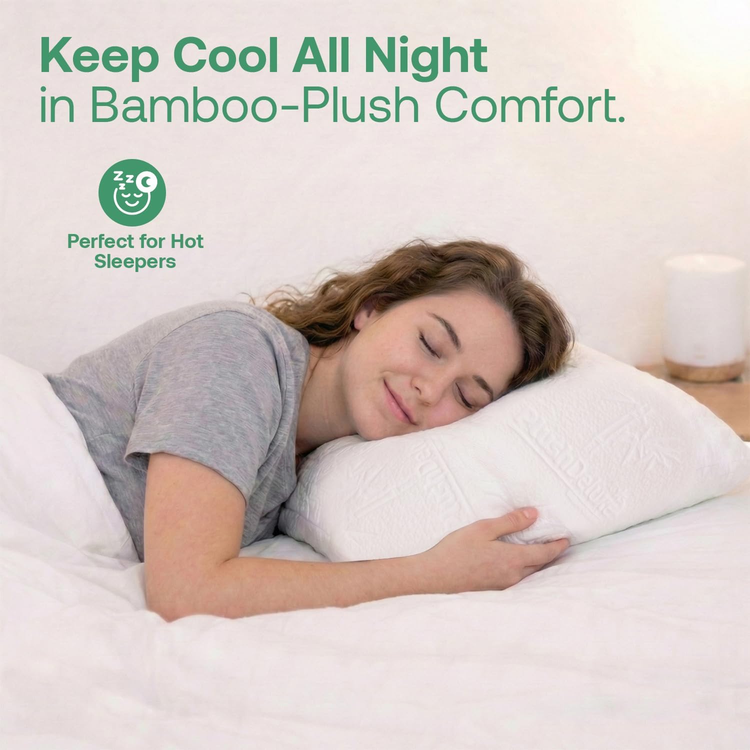 PlushDeluxe Waterproof Pillow Protector Covers - Viscose Made from Bamboo – Allergy, Dust, and Mite Proof Zippered Pillowcase, Set of 2 Que…