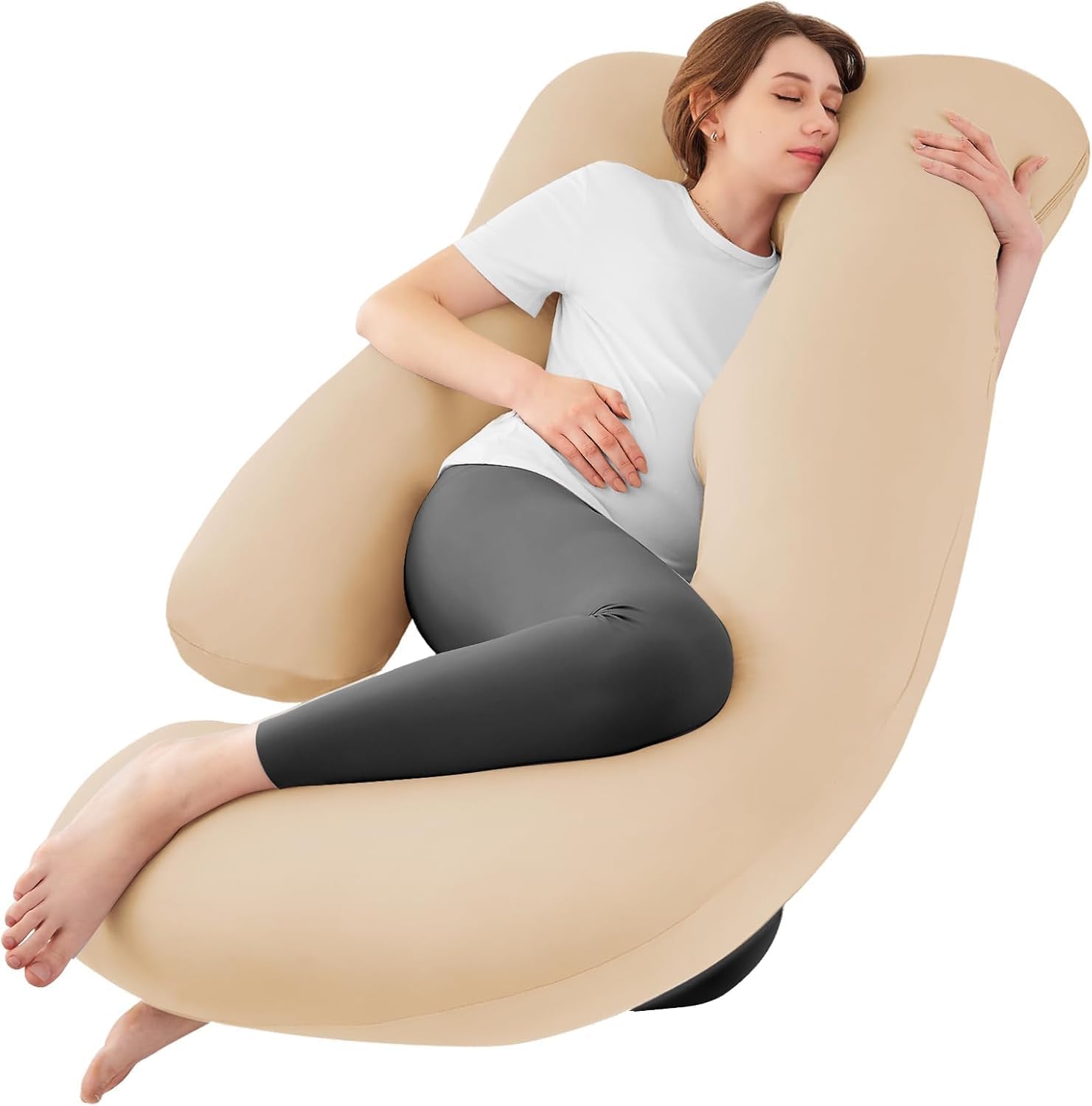 Sasttie Pregnancy Pillows for Sleeping, Jumbo U Shaped Cooling Full Body Pillow with Removable Cover, Pregnant Women Must Haves, Maternity…