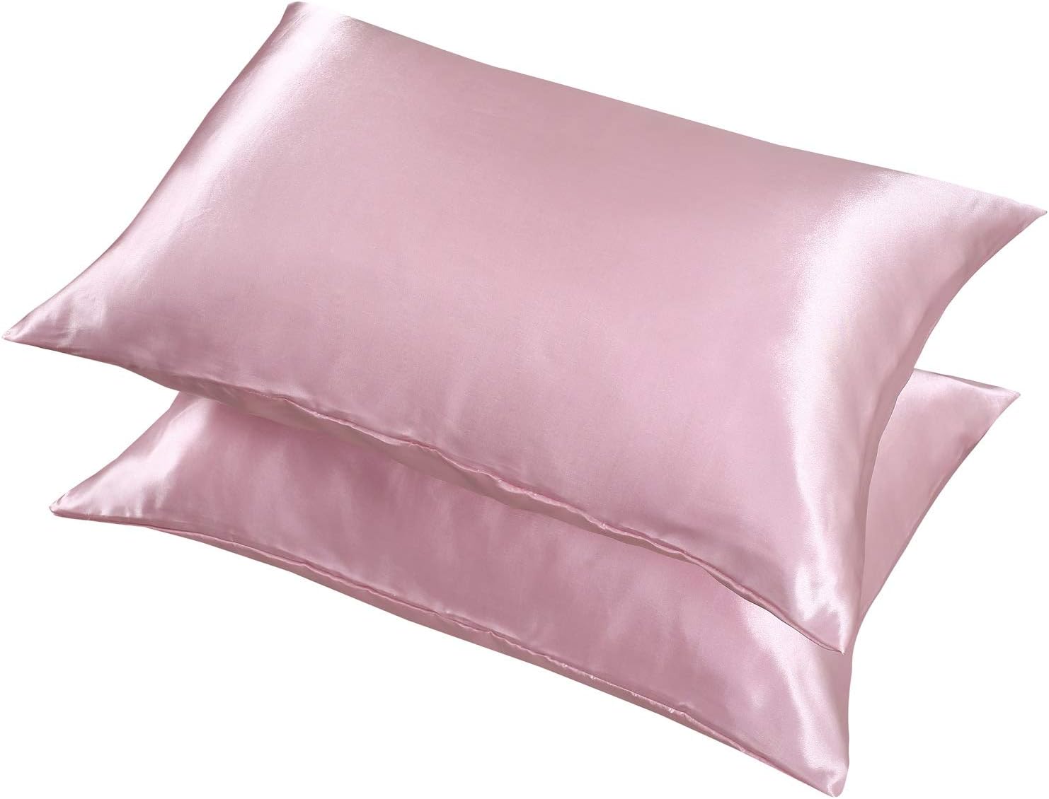 Lcbd Standard Size Satin Pillowcase for Hair and Skin, Pink Silk Satin Pillowcases Set of 2, Satin Cooling Pillow Covers with Envelope Clos…